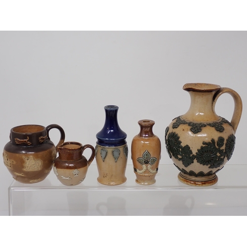 382 - A collection of Doulton Lambeth Stoneware, including Loving Cup, Mug, Jugs, miniature items, some A/... 