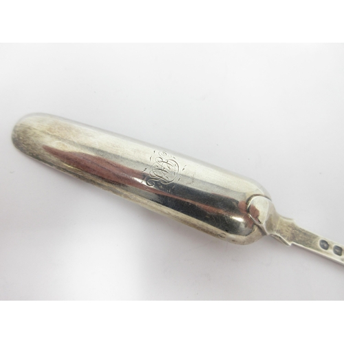 39 - A Victorian silver Marrow Scoop, engraved initials, London 1847, maker: Edward Edwards