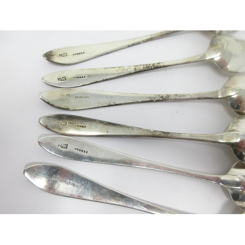 40 - Six George III Irish silver Dessert Spoons, old English pattern engraved crest and initials, marked ... 