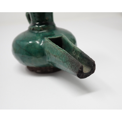 419 - A Chinese pottery Dog of Fo and ball on plinth, 7in high A/F, a small ceramic recumbent Dog of Fo, 3... 