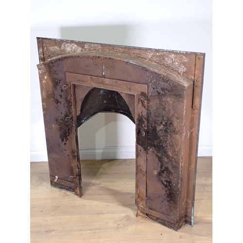 450 - An Arts and Crafts copper Fireplace Insert with corner motifs, 3ft 4in W x 3ft 2in H