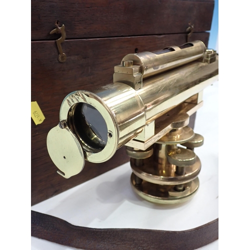 455 - A brass Surveyor's Level by J. White, Glasgow 1ft L x 7in H approx, in fitted wooden case