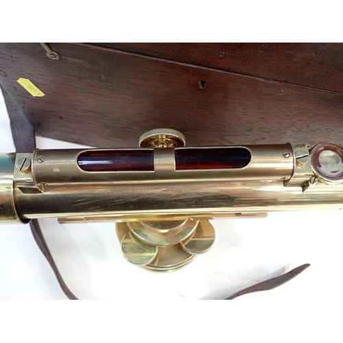 455 - A brass Surveyor's Level by J. White, Glasgow 1ft L x 7in H approx, in fitted wooden case