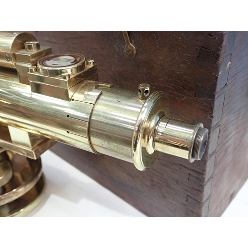 455 - A brass Surveyor's Level by J. White, Glasgow 1ft L x 7in H approx, in fitted wooden case