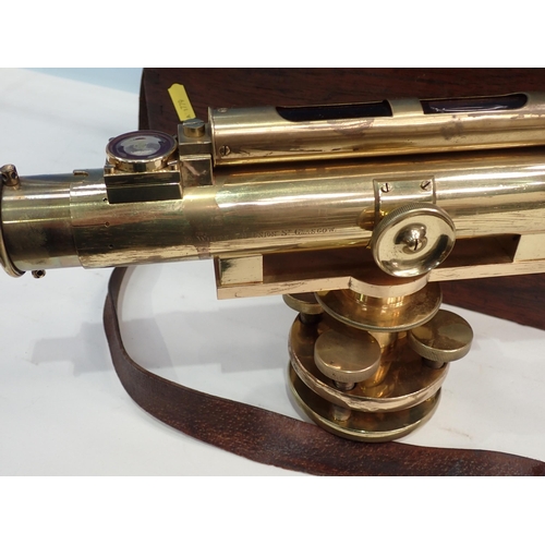 455 - A brass Surveyor's Level by J. White, Glasgow 1ft L x 7in H approx, in fitted wooden case