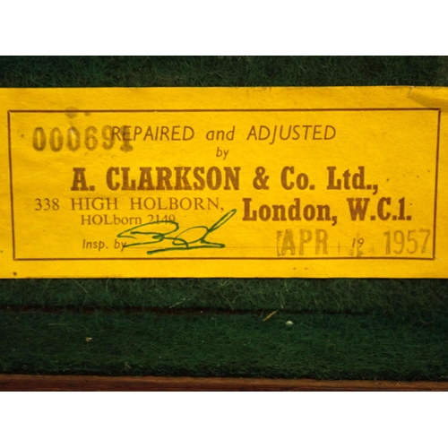 455 - A brass Surveyor's Level by J. White, Glasgow 1ft L x 7in H approx, in fitted wooden case