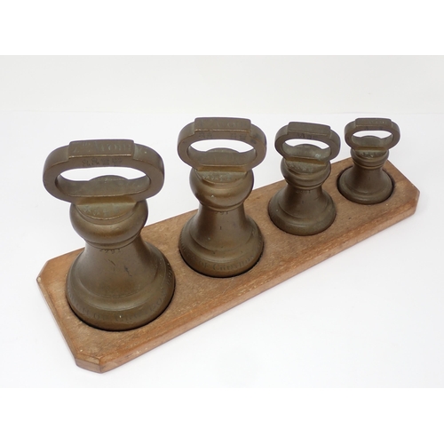 461 - A set of four brass graduated Bell Weights inscribed Borough of Croydon, 1892, 7, 4, 2 and 1lb, 6½ i... 