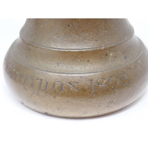 461 - A set of four brass graduated Bell Weights inscribed Borough of Croydon, 1892, 7, 4, 2 and 1lb, 6½ i... 