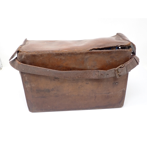 470 - An early 20th Century leather cased Picnic Set stamped Drew & Sons patent including kettle, on burne... 