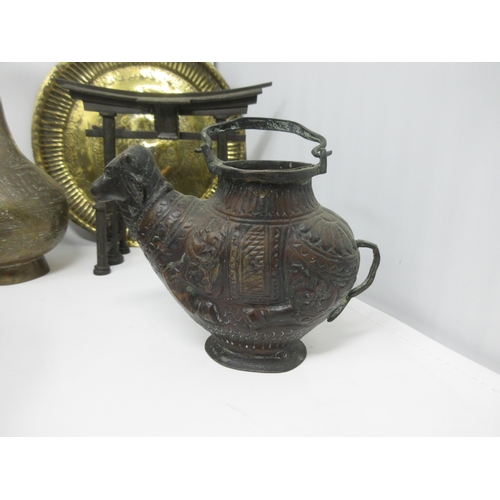 472 - A Japanese Koro with mask supports, 8in, Teapot in the form of a Sheep, another Teapot, various Bowl... 