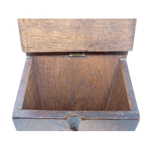 489 - A 19th Century Welsh oak Candle Box with pierced trefoil shaped back 19in H, a pair of 19th Century ... 