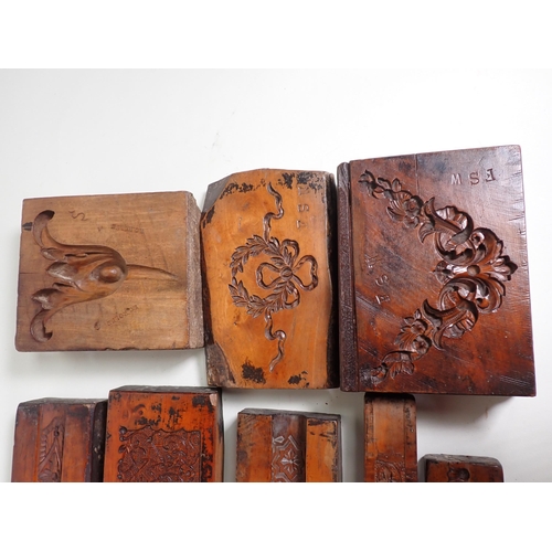 497 - A collection of ten 19th Century Plaster Moulds including; swags, frames, etc mostly box wood