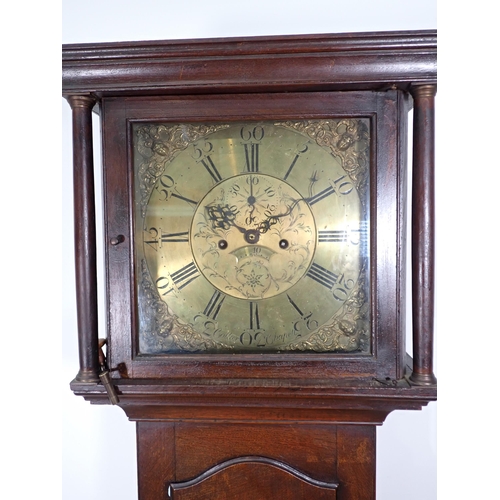 506 - A 19th Century oak Longcase Clock with square brass dial inscribed Collier, Chapell, having subsidia... 