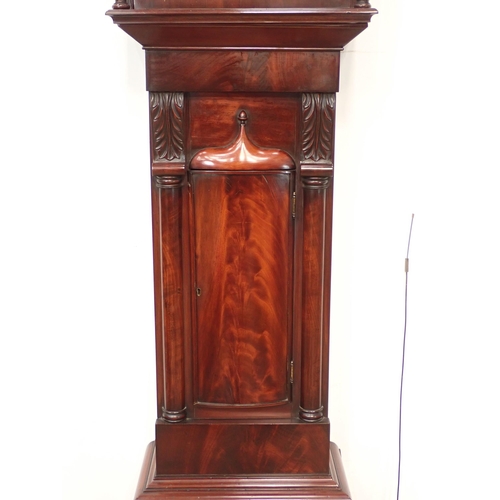 507 - An early 19th Century Longcase Clock with arched painted dial inscribed Geo Bain, Brechin, 8-day mov... 