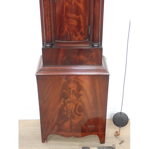 507 - An early 19th Century Longcase Clock with arched painted dial inscribed Geo Bain, Brechin, 8-day mov... 