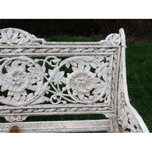 535 - A Coalbrookdale cast iron Garden Bench with arched top and pierced back with chestnut design, replac... 