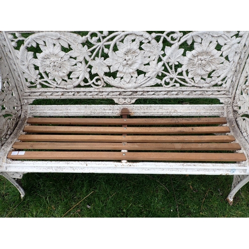 535 - A Coalbrookdale cast iron Garden Bench with arched top and pierced back with chestnut design, replac... 