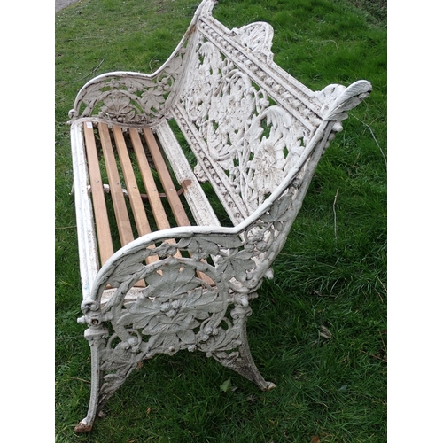 535 - A Coalbrookdale cast iron Garden Bench with arched top and pierced back with chestnut design, replac... 