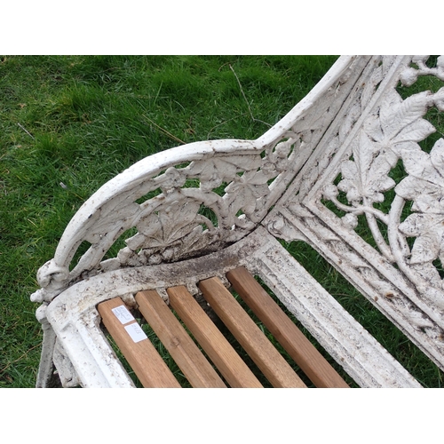 535 - A Coalbrookdale cast iron Garden Bench with arched top and pierced back with chestnut design, replac... 