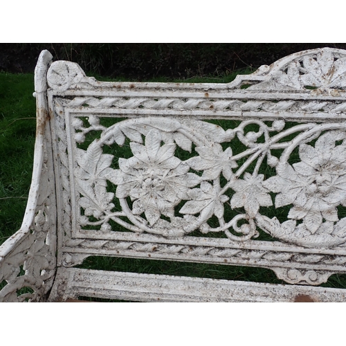 535 - A Coalbrookdale cast iron Garden Bench with arched top and pierced back with chestnut design, replac... 