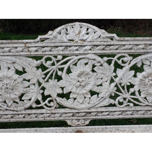 535 - A Coalbrookdale cast iron Garden Bench with arched top and pierced back with chestnut design, replac... 