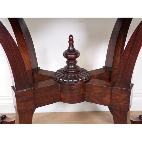 596 - A Regency rosewood scissor action Card Table, possibly Wilkinson's patent, the foldover top with bea... 