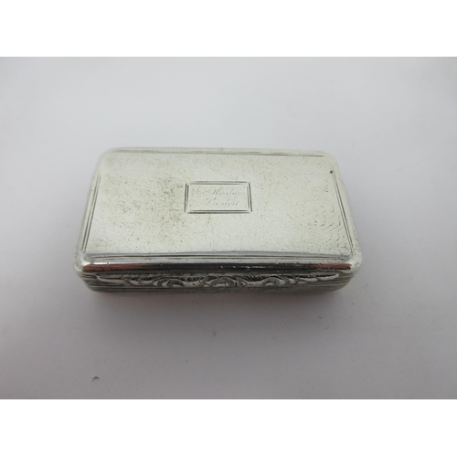 60 - A William IV silver Snuff Box with foliate clasp, circa Birmingham 1830, maker Francis Clark, 58mm