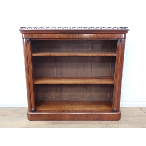 603 - A 19th Century mahogany Open Bookcase, the pierced brass gallery and rectangular top above a drop fr... 