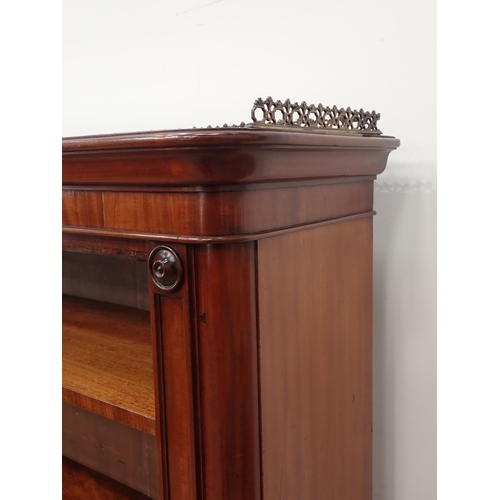 603 - A 19th Century mahogany Open Bookcase, the pierced brass gallery and rectangular top above a drop fr... 