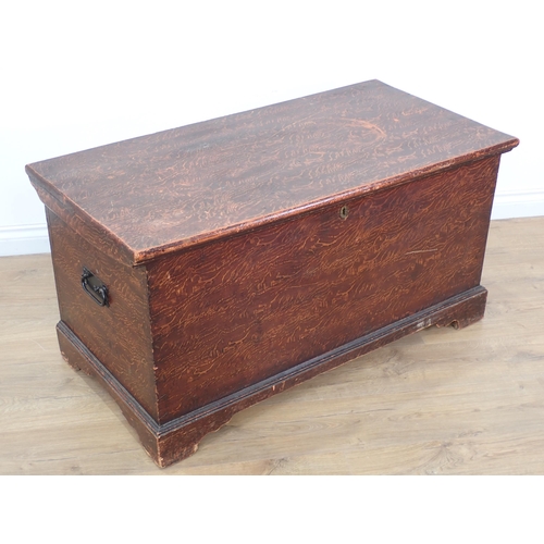 604 - A late 19th Century grain painted Blanket Box with hinged cover fitted two small drawers and a Candl... 