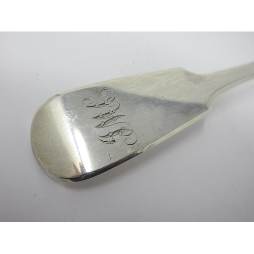 62 - A George IV silver Gravy Spoon, fiddle pattern, engraved initials, London 1826, maker: CE