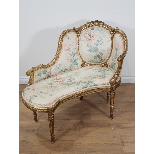 620 - A French style Occasional Seat with carved leafage and scroll design frame on fluted turned supports... 