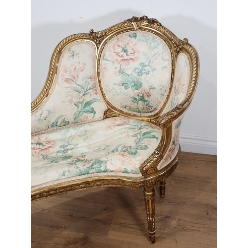 620 - A French style Occasional Seat with carved leafage and scroll design frame on fluted turned supports... 