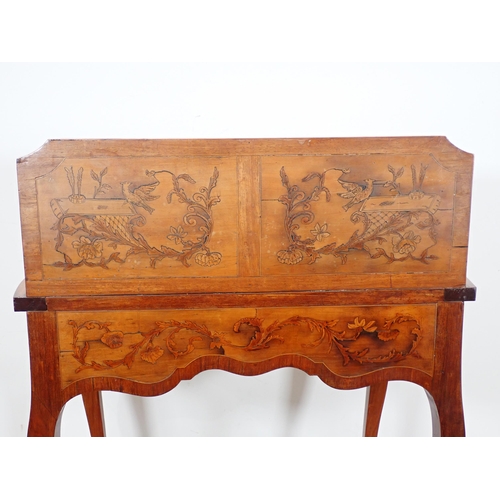 621 - A French style walnut free standing Ladies Bureau having kingwood and other floral inlay including b... 