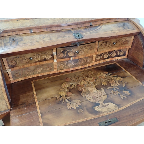 621 - A French style walnut free standing Ladies Bureau having kingwood and other floral inlay including b... 