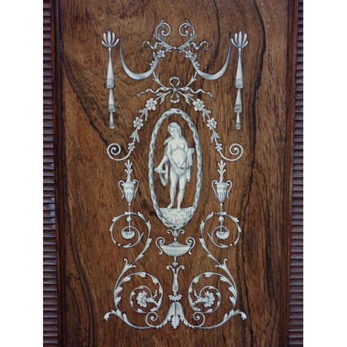 631 - An Edwardian rosewood Display Cabinet with ivory inlaid panels of classical figures and foliate scro... 