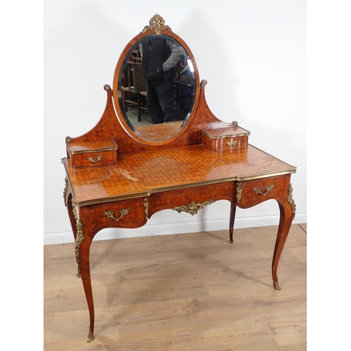 632 - A French style Dressing Table with swing mirror, two small drawers to the support arms at rear, fitt... 