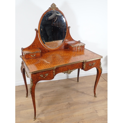 632 - A French style Dressing Table with swing mirror, two small drawers to the support arms at rear, fitt... 