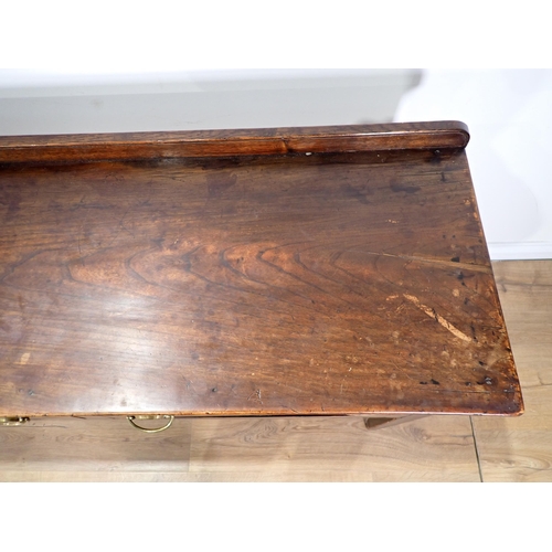 650 - An 18th Century fruitwood Dresser Base fitted with three mahogany crossbanded drawers above Cupid's ... 