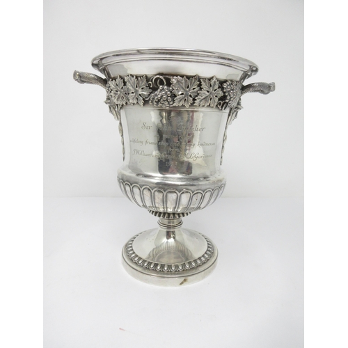 85 - A George III silver two-handled Trophy and Cover with fruiting vine frieze, serpent and mask handles... 