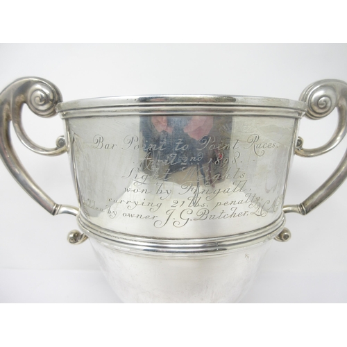 87 - A Victorian silver large two-handled Trophy with Bar Point to Point Races presentation inscription, ... 