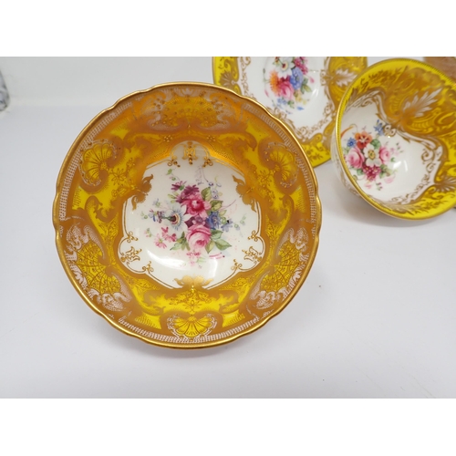 363 - A Royal Worcester Cup and Saucer, Bowl and baluster Cream Jug with floral painted panels signed E. P... 