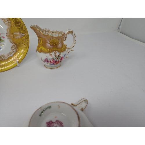 363 - A Royal Worcester Cup and Saucer, Bowl and baluster Cream Jug with floral painted panels signed E. P... 