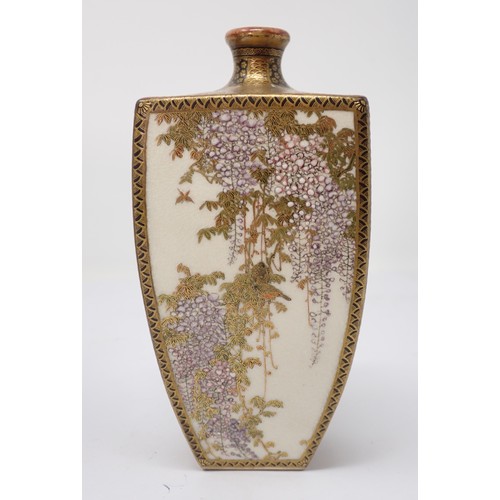 439 - A late 19th Century Japanese Satsuma square section Vase with panels decorated columns, trailing wis... 