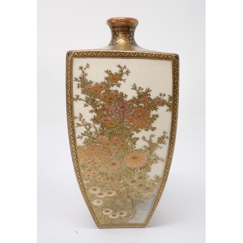 439 - A late 19th Century Japanese Satsuma square section Vase with panels decorated columns, trailing wis... 