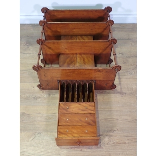 700 - A set of unusual 19th Century mahogany & satinwood Wall Shelves with turned supports to the four she... 