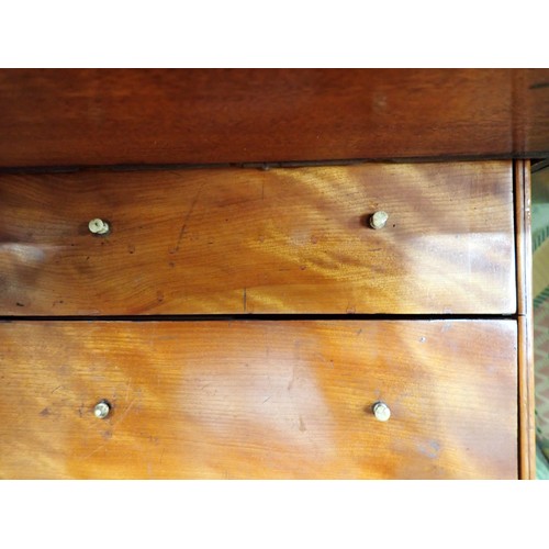 700 - A set of unusual 19th Century mahogany & satinwood Wall Shelves with turned supports to the four she... 