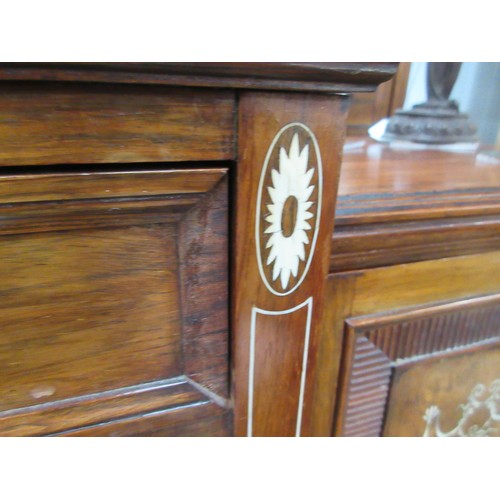 631 - An Edwardian rosewood Display Cabinet with ivory inlaid panels of classical figures and foliate scro... 