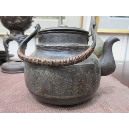 472 - A Japanese Koro with mask supports, 8in, Teapot in the form of a Sheep, another Teapot, various Bowl... 