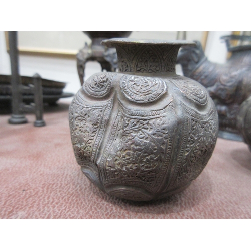 472 - A Japanese Koro with mask supports, 8in, Teapot in the form of a Sheep, another Teapot, various Bowl... 